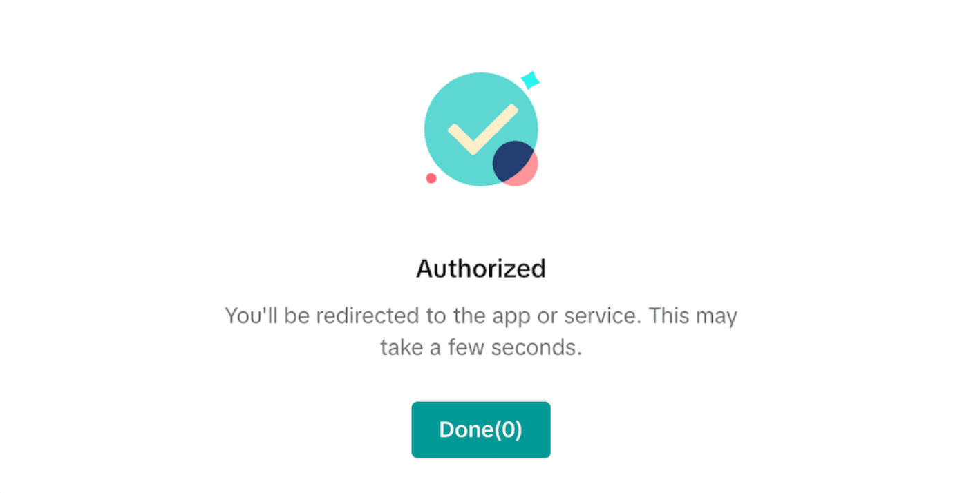 TikTok authorization confirmation screen